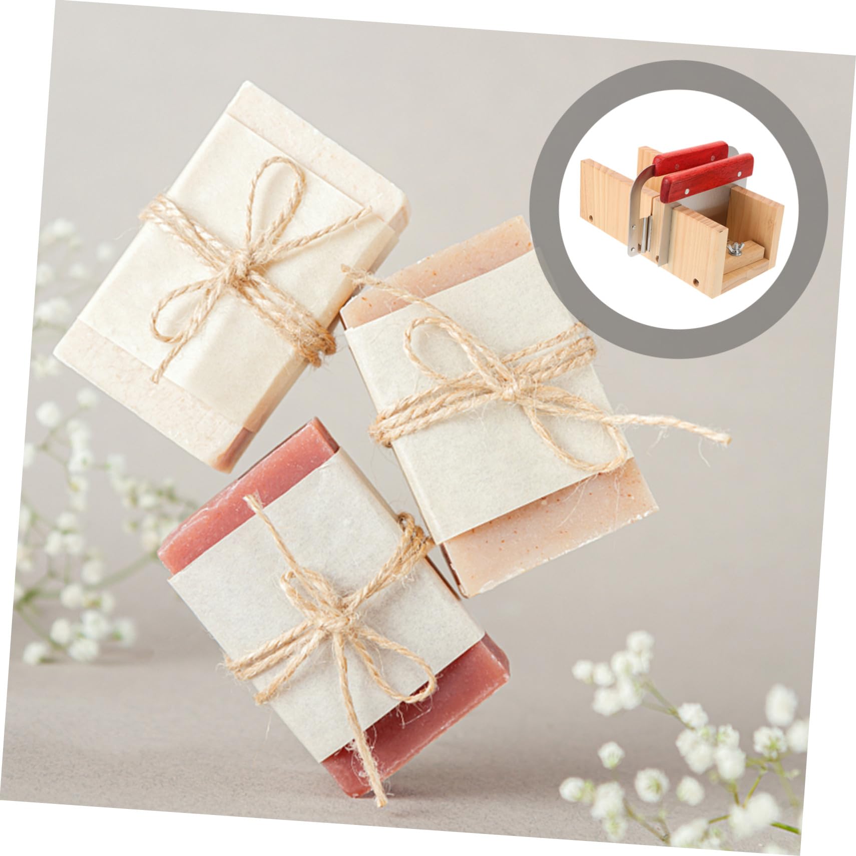 STOBAZA Cortador de Jabón de Madera de Pino Doble Ranura y Cuchillas de Acero Inoxidable para Uso Profesional y Personal, Herramienta Segura y Superficie Lisa