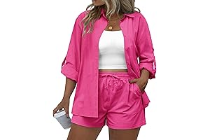 IN'VOLAND Women's Plus Size Linen Sets for Women 2 Piece