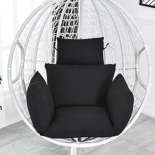 Cojín para silla colgante al aire libre, cojín para silla de huevo oscilante, para porche, patio, jardín, correa fija (color morado)