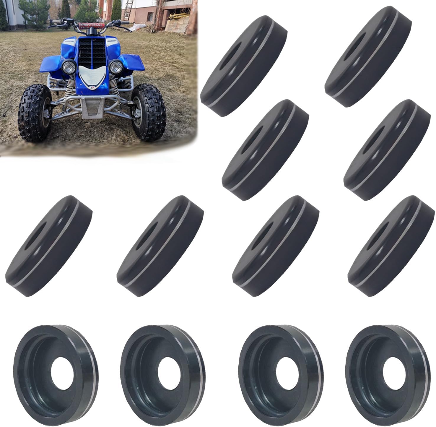 12pcs A Arm Dust Cover Caps compatible with Banshee 350 Blaster 200 Raptor YFM125 YFM250 YFM660R YFM700 YFZ450/YFZ450R/YFZ450X, 5YT-23517-00-00 Aluminum Rebuid Kit