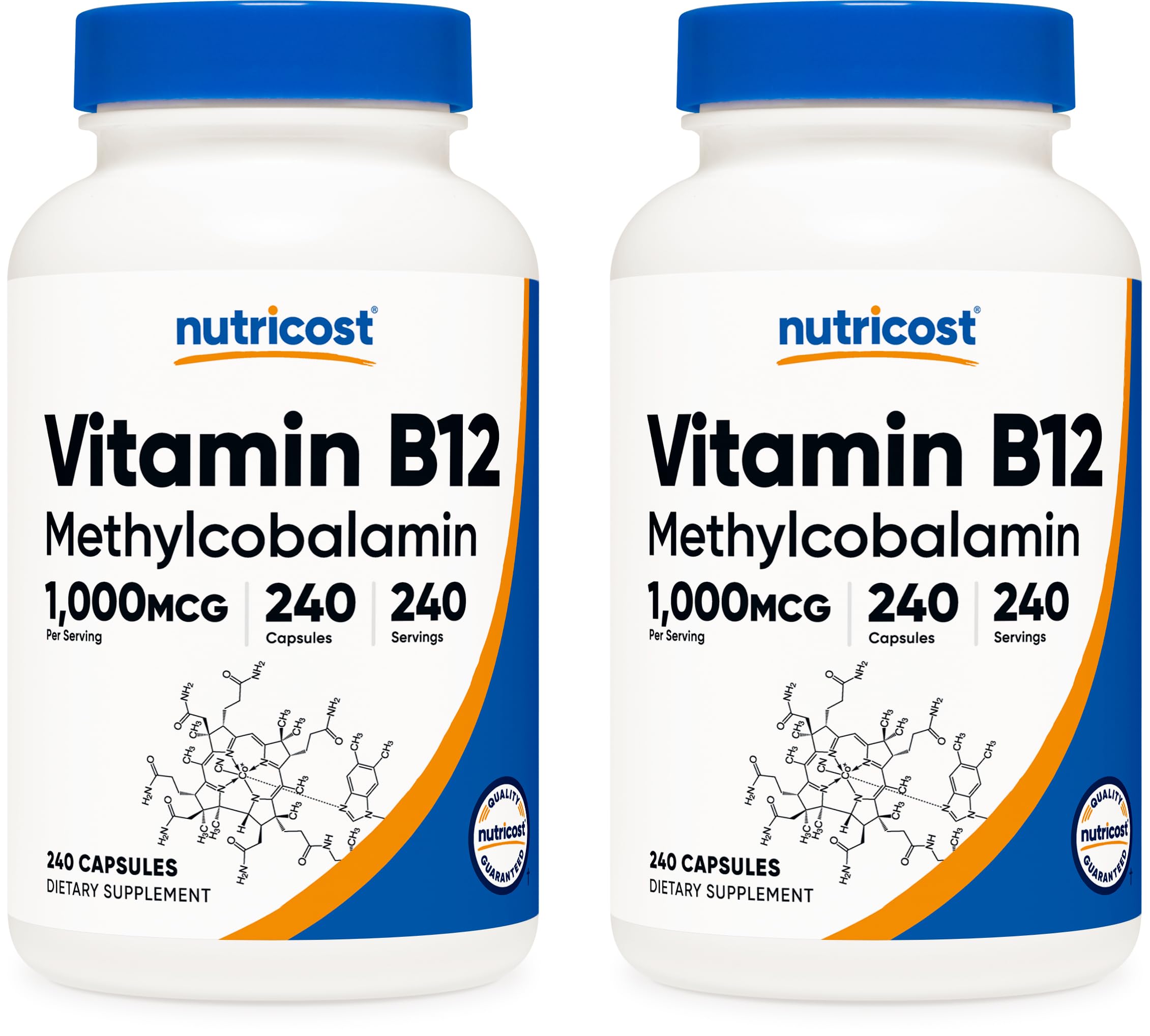 Nutricost Vitamin B12 (Methylcobalamin) 1000mcg, 240 Capsules - Vegetarian, Non-GMO & Gluten Free B12 Supplement (Pack of 2) 240 Count (Pack of 2)