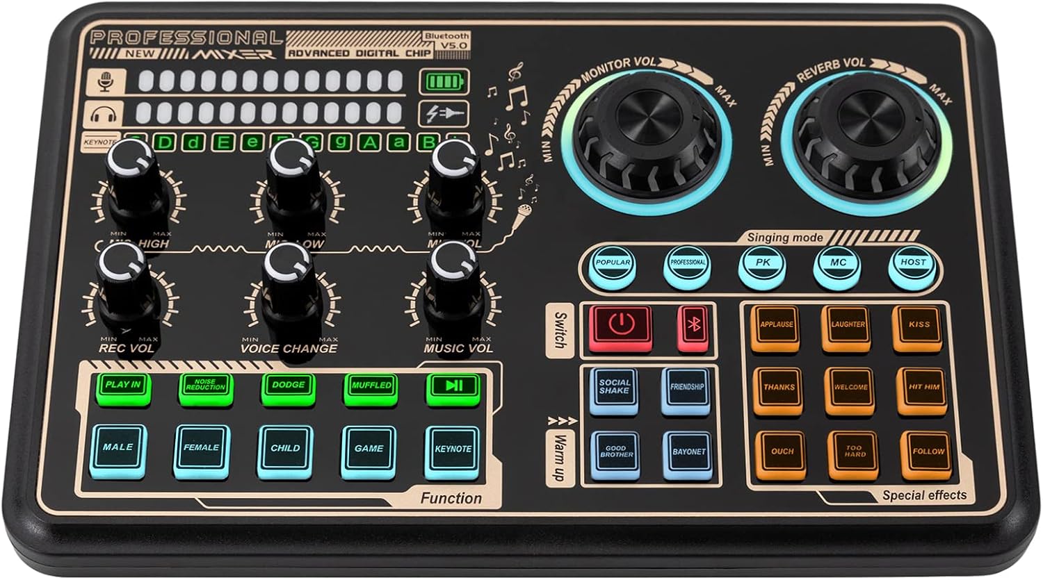 Amazon.com: SK600 Sound Effects Board - Audio Interface with LED Lights ...