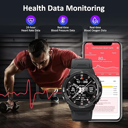 Miniatura 5 de AMAZTIM Reloj inteligente, resistente al agua hasta 164.0 ft, batería extra larga de 50 días, resistente militar (respuestallamadas de marcación),