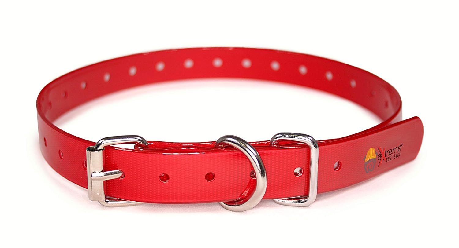 Red 3 4 Heavy Duty TPU Coated Nylon Replacement Dog Collar Strap with Metal Buckle for Shock Bark