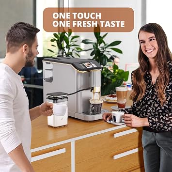 Automatic Espresso Coffee Machine with Milk Frother, 20 Bar Pressure & 15 Grind Settings, 8-in-1 Coffee Maker with TFT Touchscreen, Removable Water Tank, for Espresso Cappuccino Latte and More