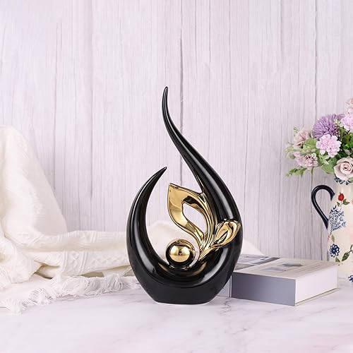 Miniatura 7 de Estatua de arte moderno de cerámica con hojas de árbol doradas para decoración del hogar, elegante centro de mesa para sala de estar, dormitorio,