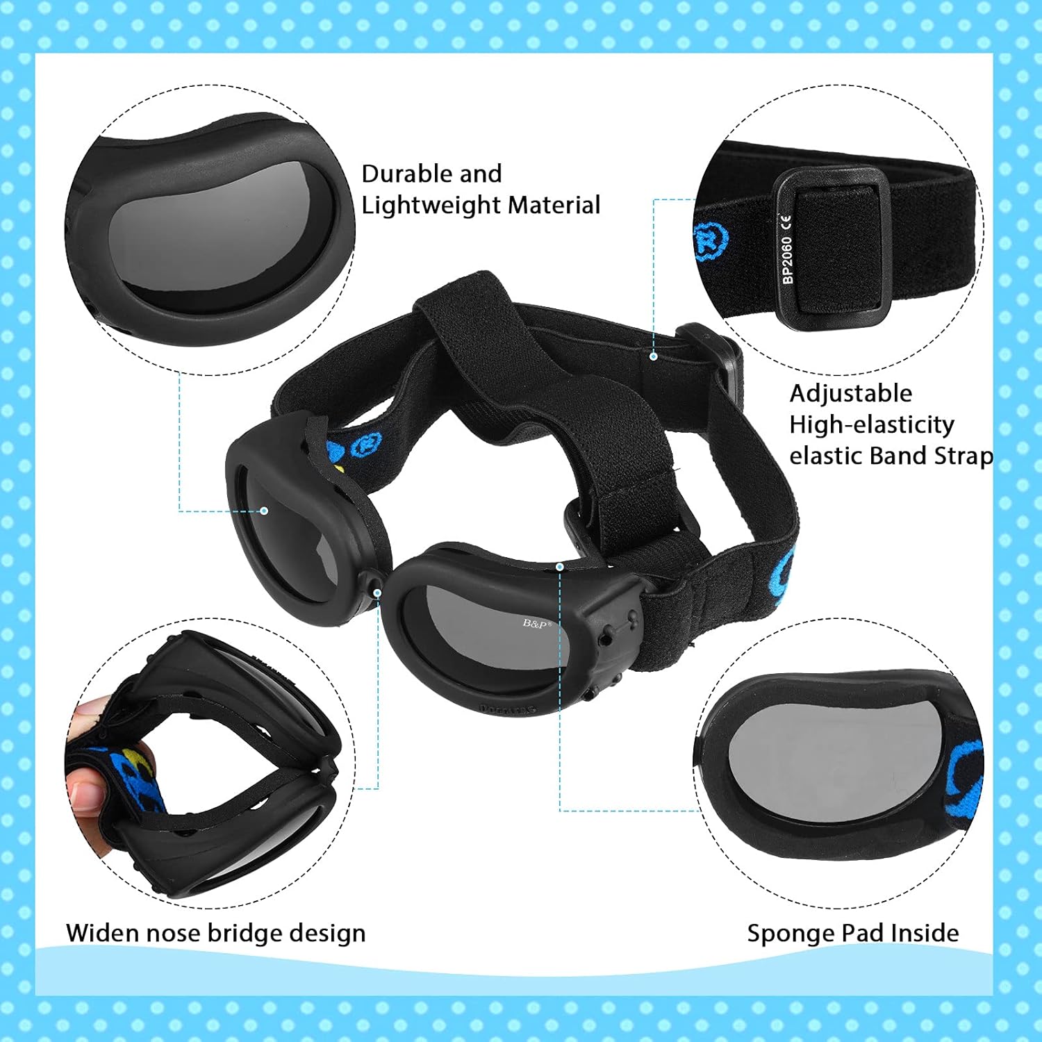 2 Pack Baseball Pet Cap 4.3 Inch Diameter Dog Hat Visor Sunbonnet Outfit with Ear Holes and Adjustable Chin Strap Dog Goggles Dog Eyewear with Adjustable Strap for Puppy Doggy (Blue,Camouflage) : Pet Supplies