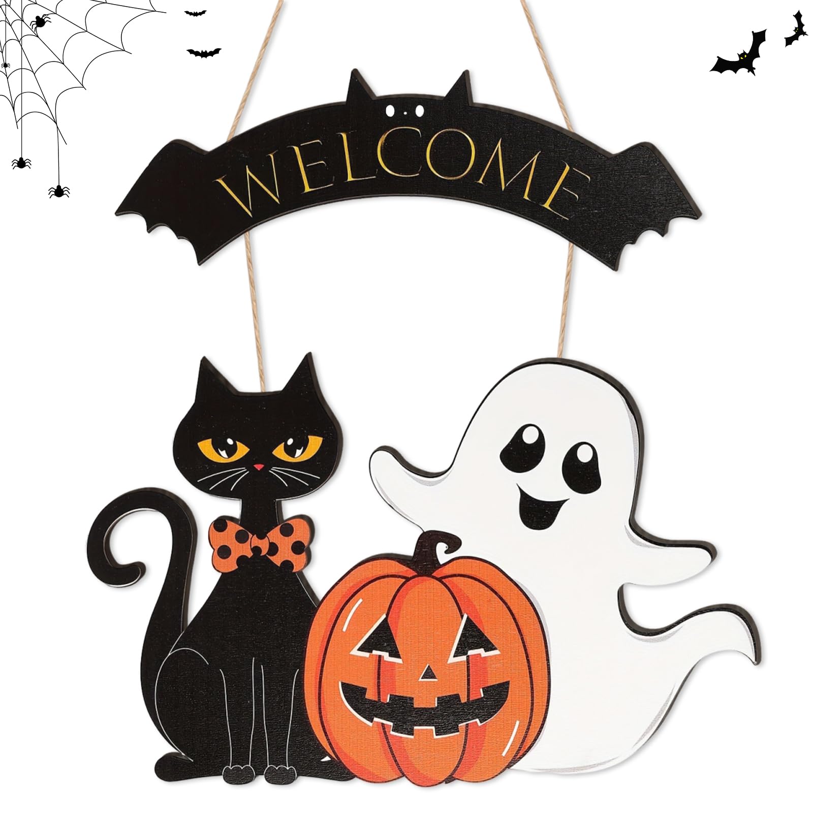 Arosche Halloween-Türabdeckung – 1,8x7,6 M, Mit Schwarzer Katze & Fledermäusen, Für Innen/draußen