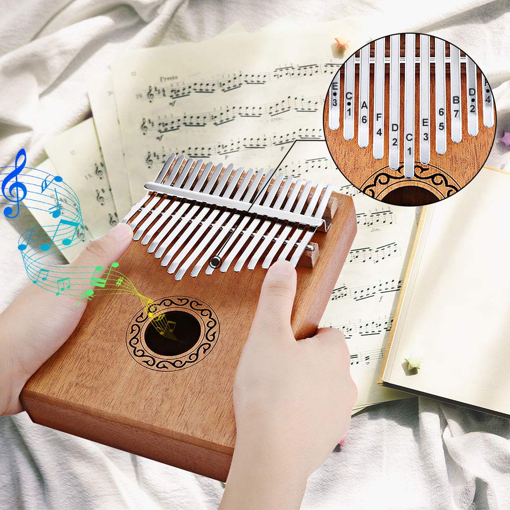 Dripex Kalimba 17 Schlüssel, Finger Daumenklavier Kalimba Thumb Piano Marimba Instrument für Musikliebhaber Anfänger (Mahagoni)