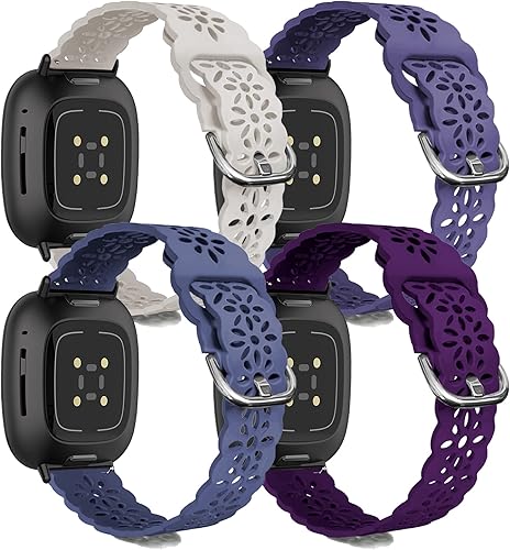 Miniatura 7 de Ginkgonut Hermosa correa deportiva delgada de silicona compatible con Fitbit Sense  Versa 3  Versa 4  Sense 2 bandas para mujer, correa de repuesto