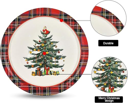 Miniatura 5 de Homlouue 150 platos y servilletas de Feliz Navidad, platos de papel de árbol de Navidad, servilletas de Navidad de lámina dorada, suministros de