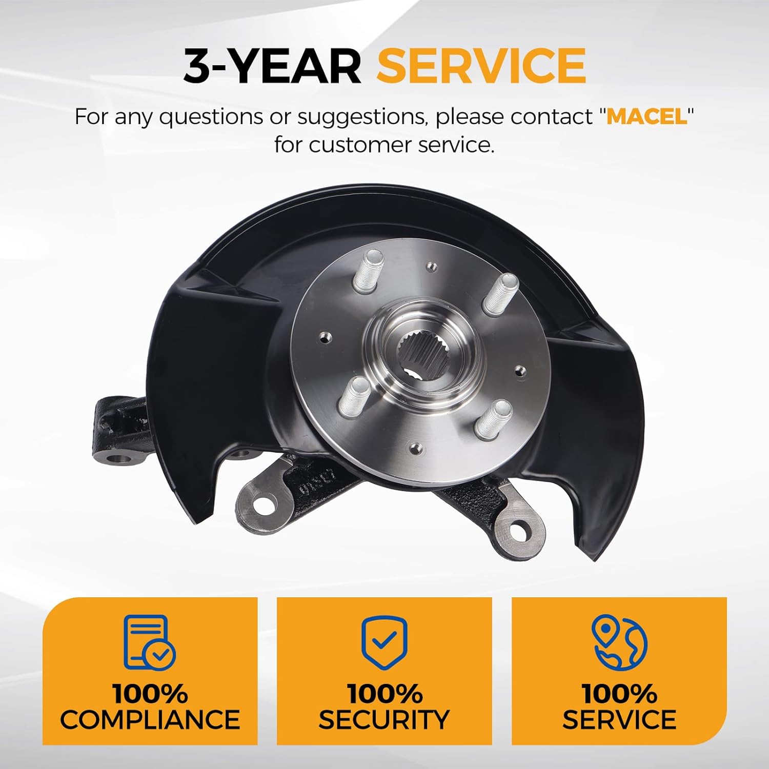 PAROD 698478 Front Right Steering Knuckle Assembly and Wheel Hub Bearing Fit for Honda Civic 2001-2002, 1.7L L4, Passenger Side, # 51210S5AJ10 45255S01A00