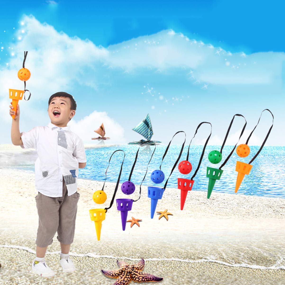 TOYANDONA Scoop Ball Catch Game Set 2 Pack Lightweight Portable Toys for Kids Indoor Outdoor Play 6.5 Inch Sports Toy for Boys and Girls - Image 2