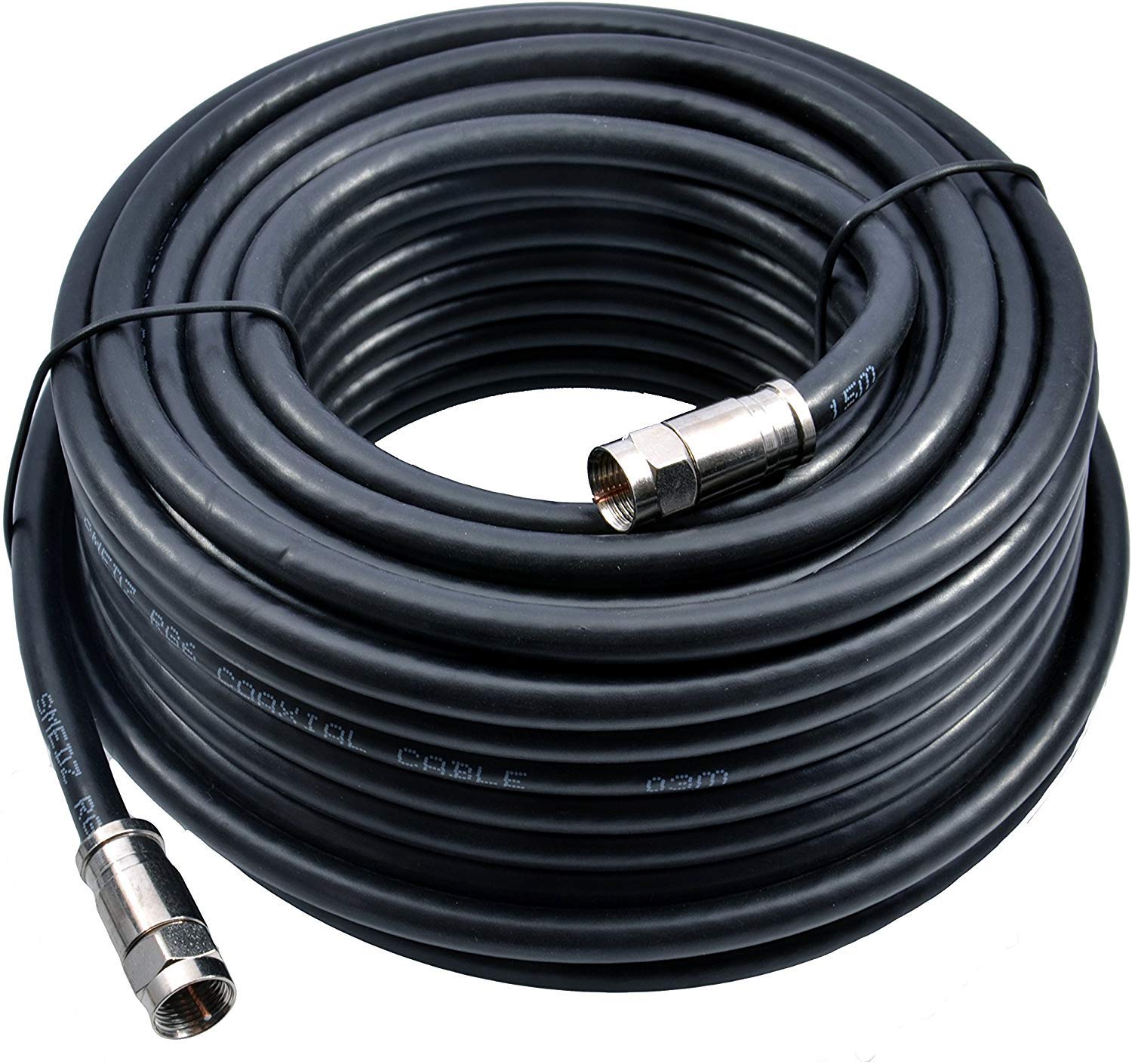 MAST DIGITAL YCAB02D Smedz 25 m RG6 Satellite TV Coax Cable Extension Kit with Fitted Compression F Connectors for Sky HD, Freesat & Virgin - Black