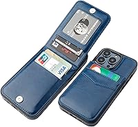 Vista 16 de KIHUWEY Funda compatible con iPhone 14 Pro con soporte para tarjeta de crédito, cierre magnético de cuero de alta calidad, función atril, funda