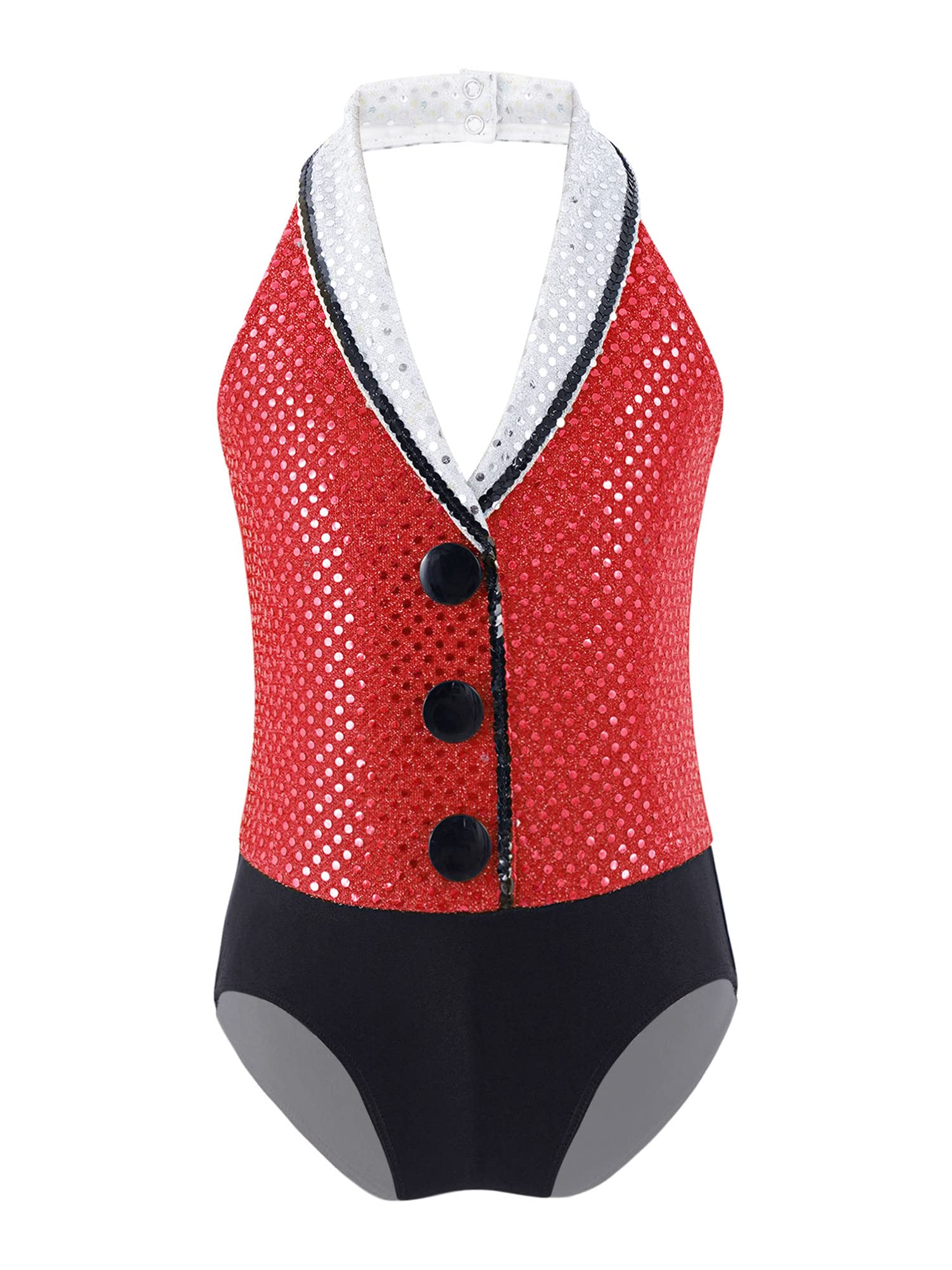 Buy Child Girls One Piece Ballet Leotard Shiny Sequin Halter Button