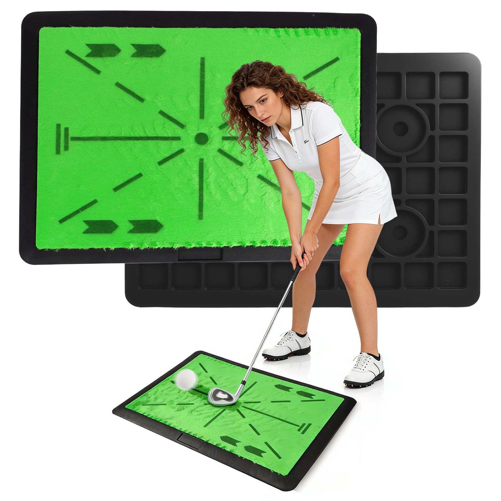 Miawtro Golf Swing Mat Replaceable, Golf Hitting Mat With Antislip Rubber Base For Analysing Swing Path, Indoor Outdoor Golfs Training Aidsraining Aids, Nice Gift For Beginners Practice