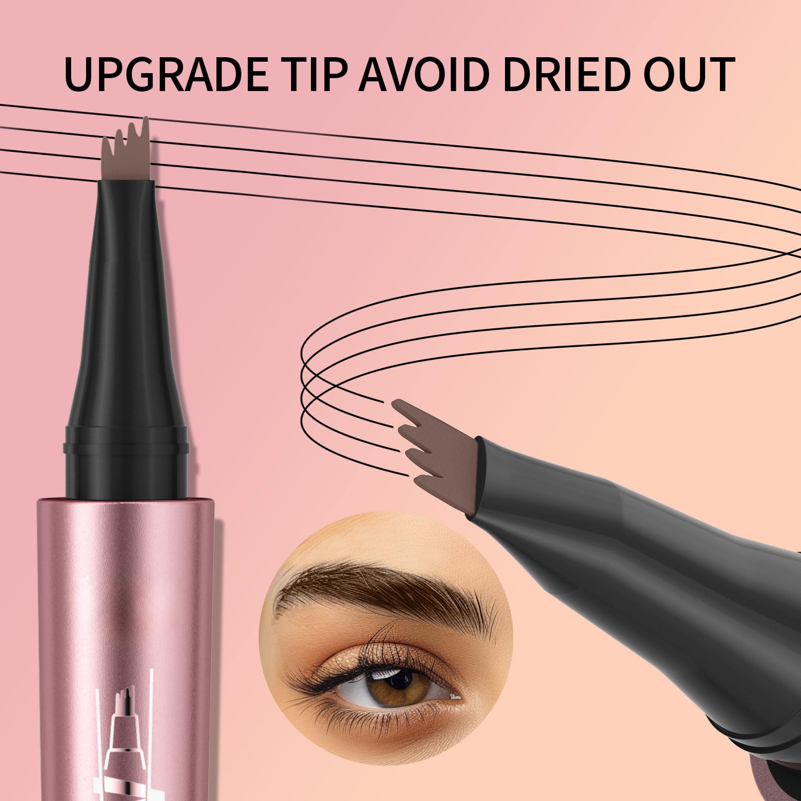Yulinlon Q708 - Matita per sopracciglia Microblading 3D, impermeabile, 4 punte, durevole, applicatore per sopracciglia naturali, tutte le tonalità di pelle (3#Grey)
