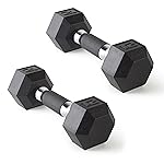 CAP Barbell 12 LB Rubber Coated Hex Dumbbell Hand Weight with Padded Grip - Pair | Comfort Grip