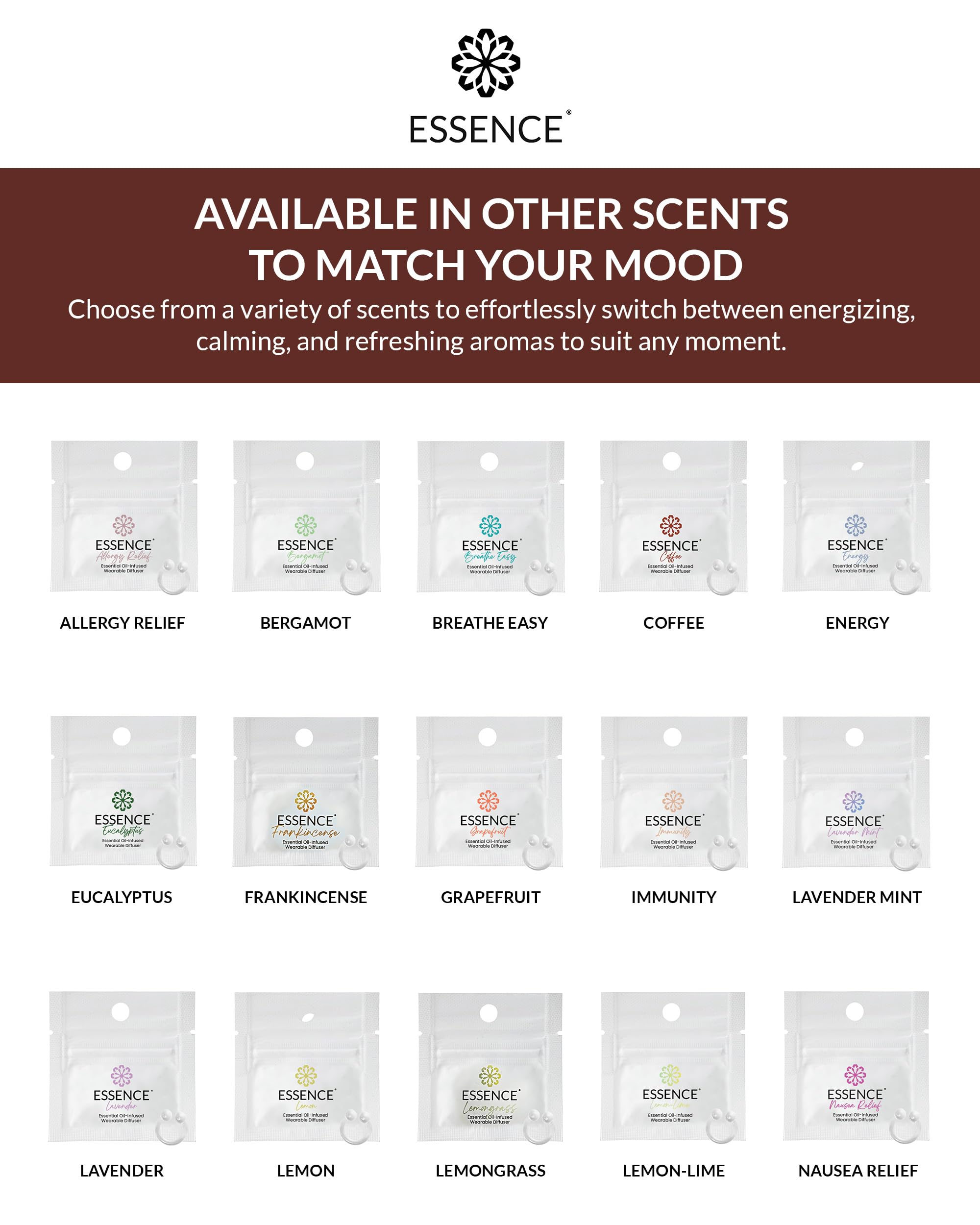 Diffusore nasale Essence Wearable Aromaterapia – Olio essenziale di caffè | Kit per rinfrescarsi per naso – Clip profumo personale per viaggi, lavoro e uso quotidiano – Made in USA