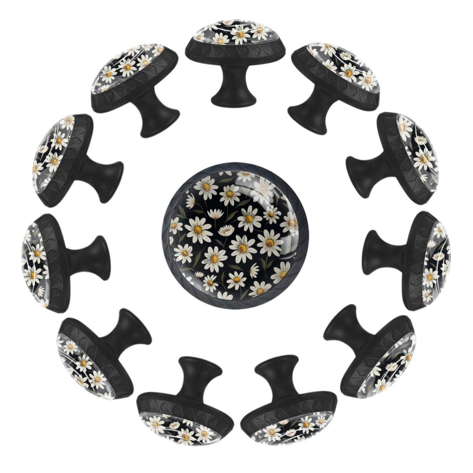 Boutons d'armoire marguerite lot de 12 poignées de tiroir 3,5 cm