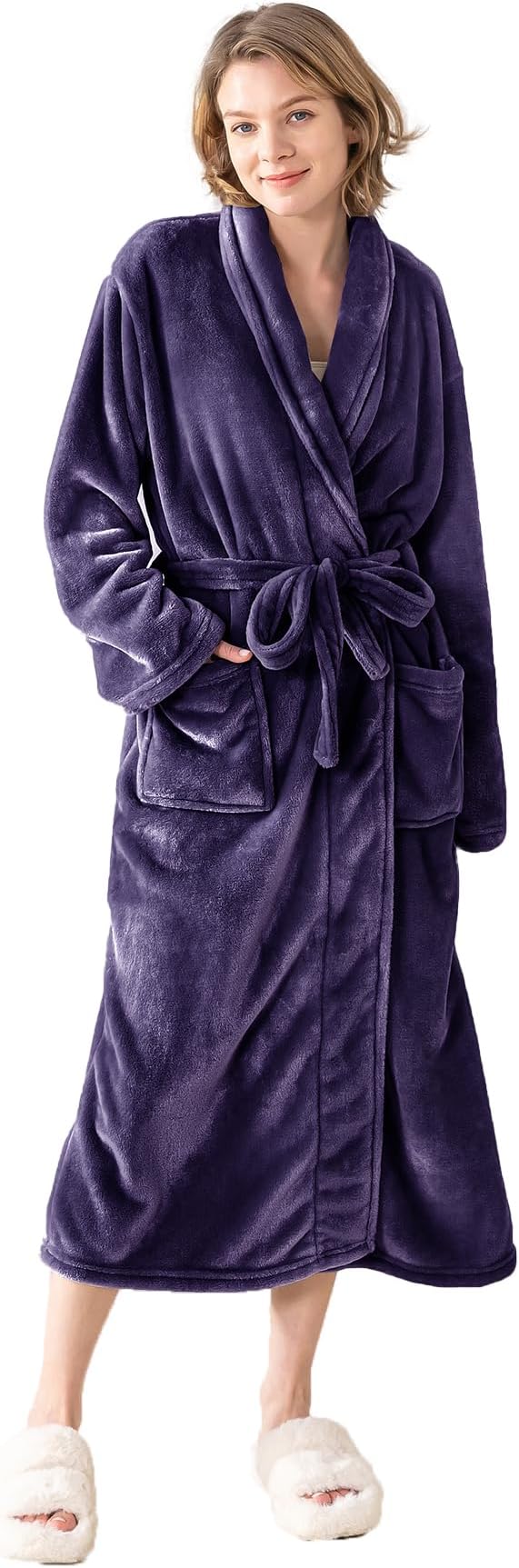 Robes for Women – Premium Plush Fleece Long Bathrobe for Women with Shawl Collar, Soft Warm Womens Robe