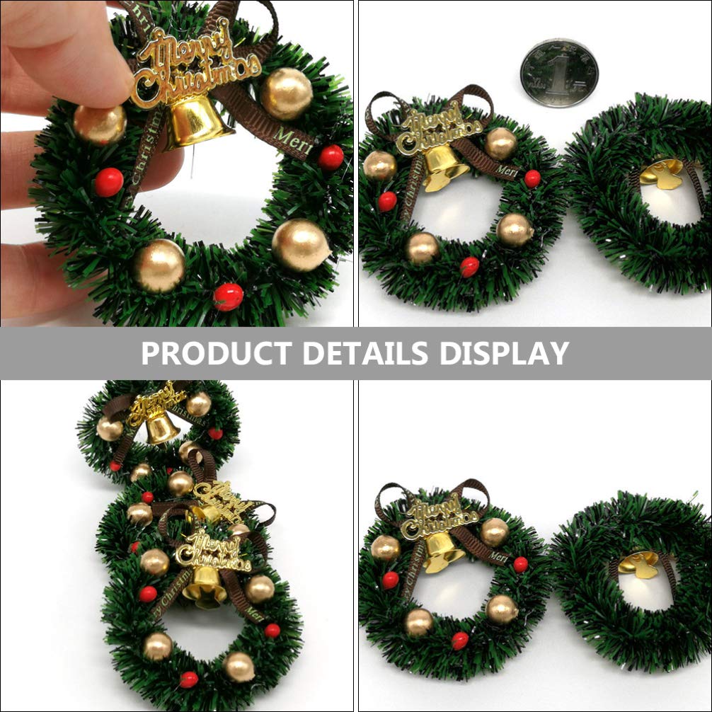 VOSAREA 8 Pezzi portacandele Natalizi votivi con Jingle Bell Bacche Mini Anelli Corona per Natale, Colonna portacandele Vacanze, Cena, centrotavola, Decorazione 6 cm