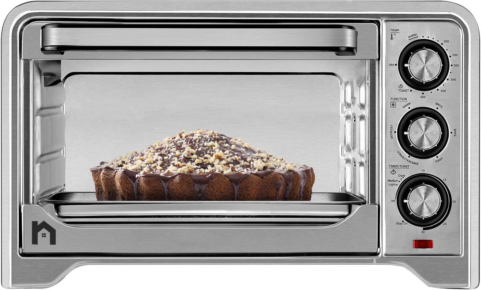 Stainless Steel Toaster Countertop Convection Oven w/ Multiple Temperature Control, X-Large 6 Slice, 6 Cooking Functions Include Bake, Broil, Keep Warm