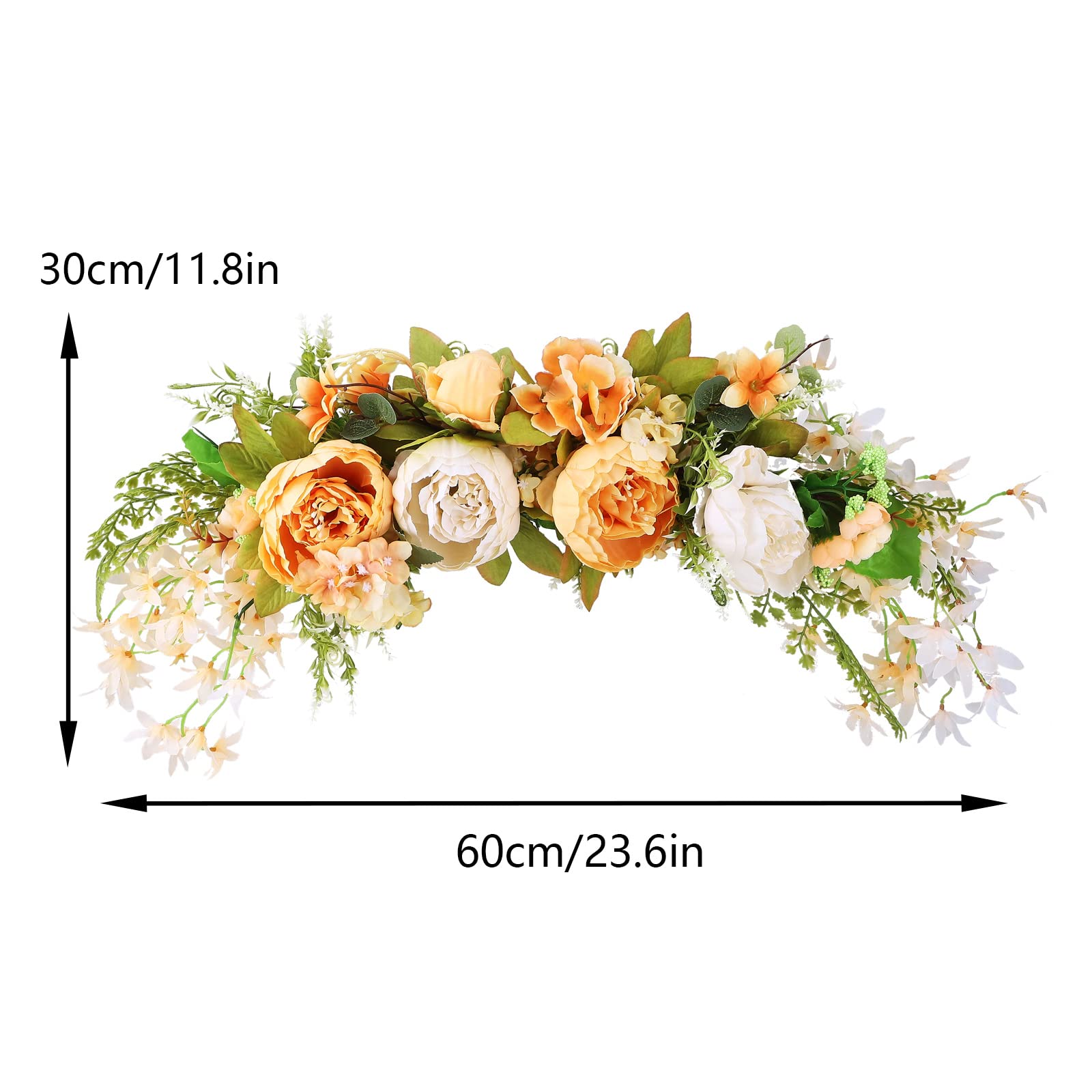 Guirnalda de Flores de Hortensias Artificiales de 23,6 Pulgadas, Guirnalda Floral de Peonía para Primavera Y Verano, Corona de Arco para Puerta Delantera, Guirnalda Decorativa(Leche Blanca)
