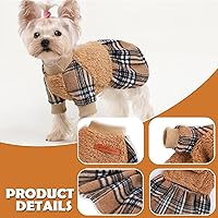 Vista 5 de Vestido suéter para perro, vestidos de otoño para perros pequeños, forro polar de invierno de princesa para cachorros, ropa para mascotas