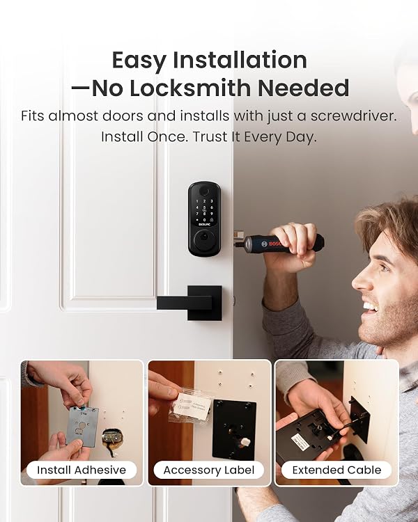 DESLOC B200 Fingerprint Smart Lock with 2 Durable Lever Handles, Keyless Entry Front Door Lock Set, Electronic Keypad Deadbolt, App Control, DIY Installation, Designed for a Secure DESLOC Home by DESLOC - Image 8
