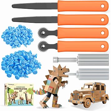 Cardboard Cutter for Kids,208PCS Cardboard Construction Tool,Safe DIY Kit for Boys Girls Arts & Crafts STEM Educational Toys