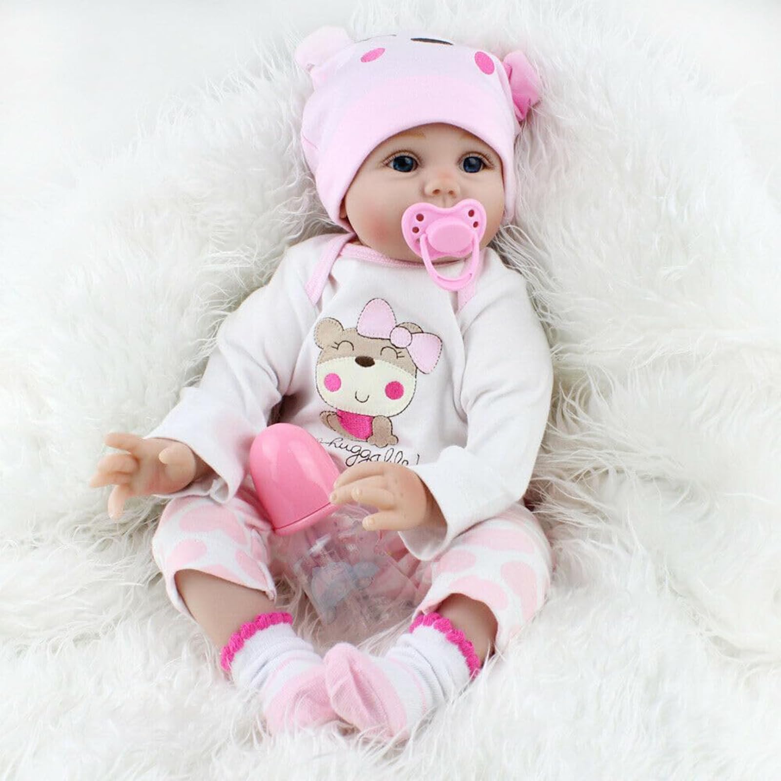 LKBOBIR Bebe Reborn 22 Pulgadas 55 cm Muñecos Reborn de Vinilo Blando Hechos a Mano，Bebe Reborn muñeca de Silicona Suave Parece un Verdadero recién Nacido