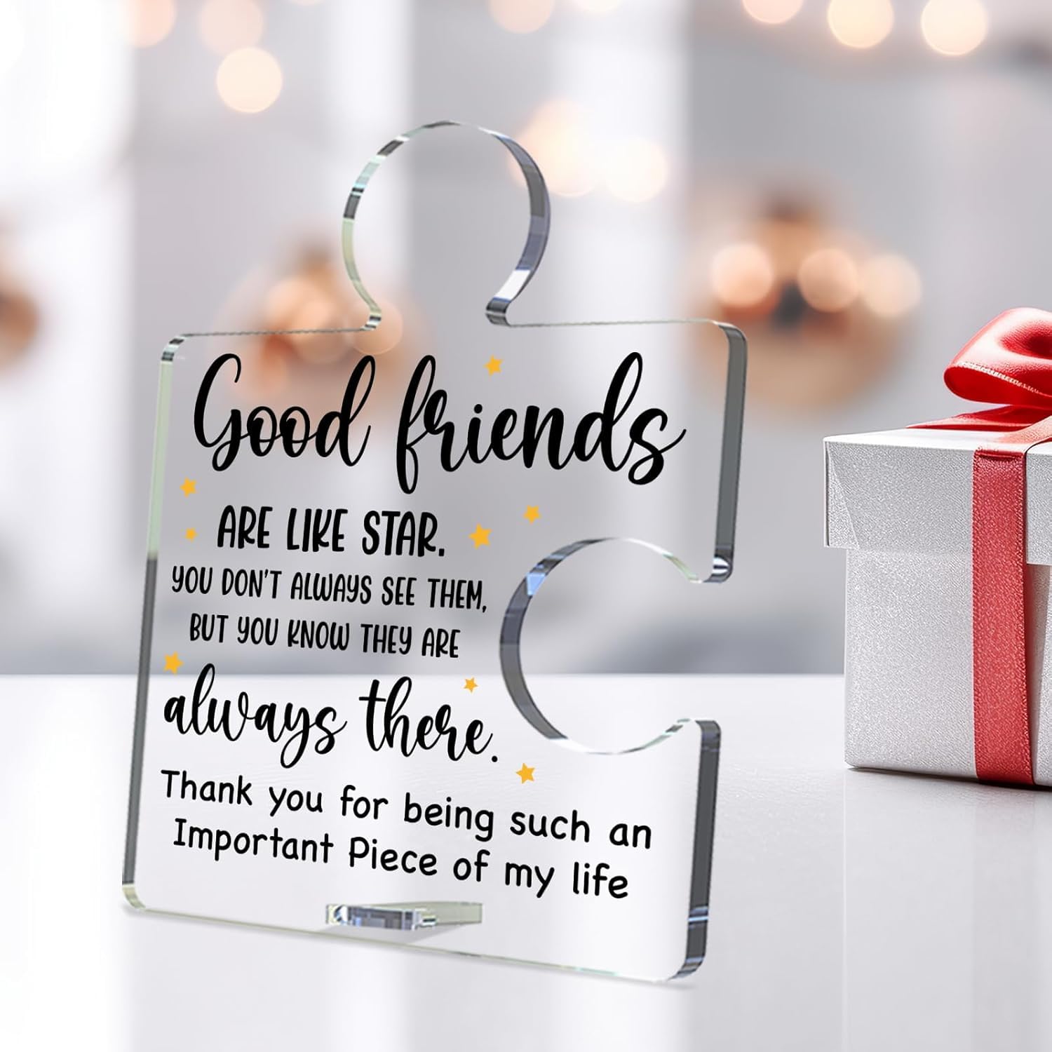 Friendship Gifts for Women Men Friends Group, Best Friend Thank You Gifts for Birthday Christmas Long Distance Relationship, Best Friend Keepsake Acrylic Puzzle Plaque Sign Decor-image-23