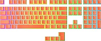 Rankplin PBT Key Cap | 112 Double Shot Translucent ANSI US & ISO Layout | OEM Profile for RGB Mechanical Gaming Keyboard Coral