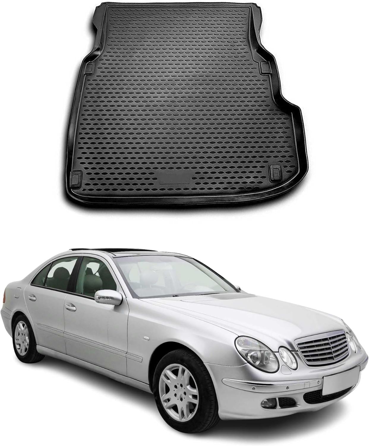OMAC Cargo Mats Liner for Mercedes E Class W211 Sedan 2004-2009 Rubber TPE Black