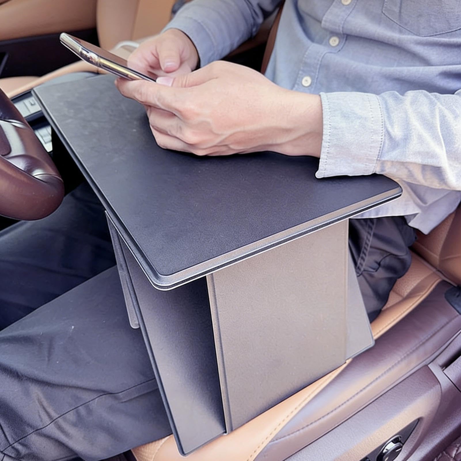 Vassoio da Sterzo per Auto Supporto Pieghevole per Laptop Auto | Vassoio per Mangiare e Lavorare in Auto per Camper, SUV, Auto, Viaggi, Lavoro, Tragitti Quotidiani, Lunghe Distanze, Picnic,