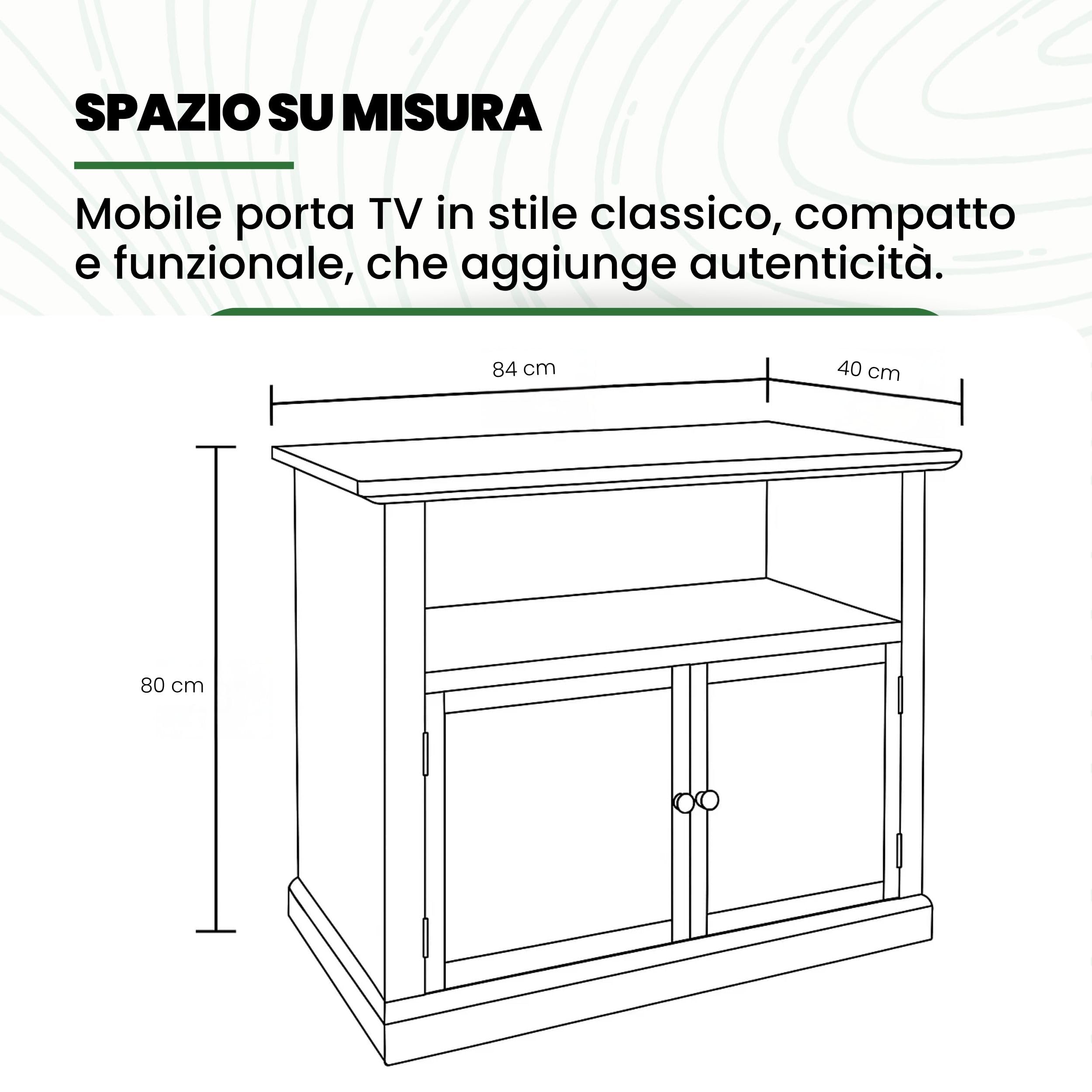 Scrivano a mano in gesso su tela Design TV Cabina 2 Porte 84x40x80 cm Arredamento Italiano - Dettaglio