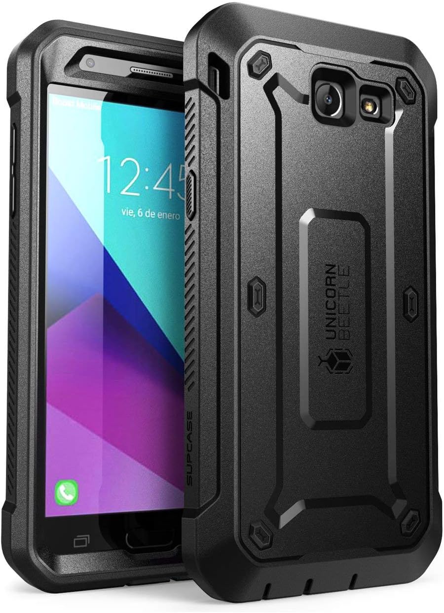 SUPCASE Unicorn Beetle Pro Series Case for Galaxy Halo / J7 2017 (SM-J727), Full-Body Rugged Holster Case with Built-in Screen Protector (Black)