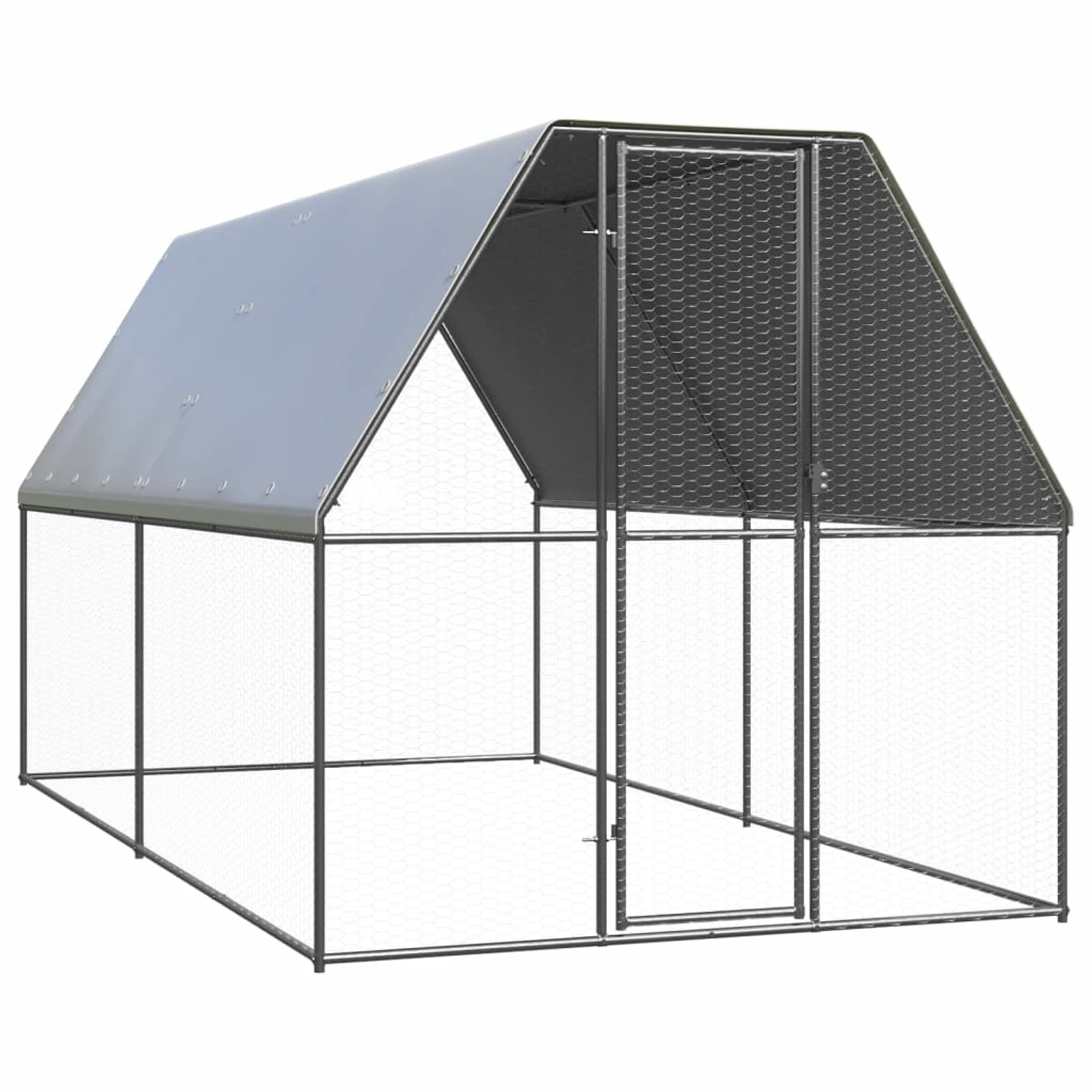 Jaula para pollos de exterior, 2 x 4 x 2 m, de acero galvanizado, jaula para animales, jaula para aves de corral, gallineros, conejos, muebles para interior/exterior