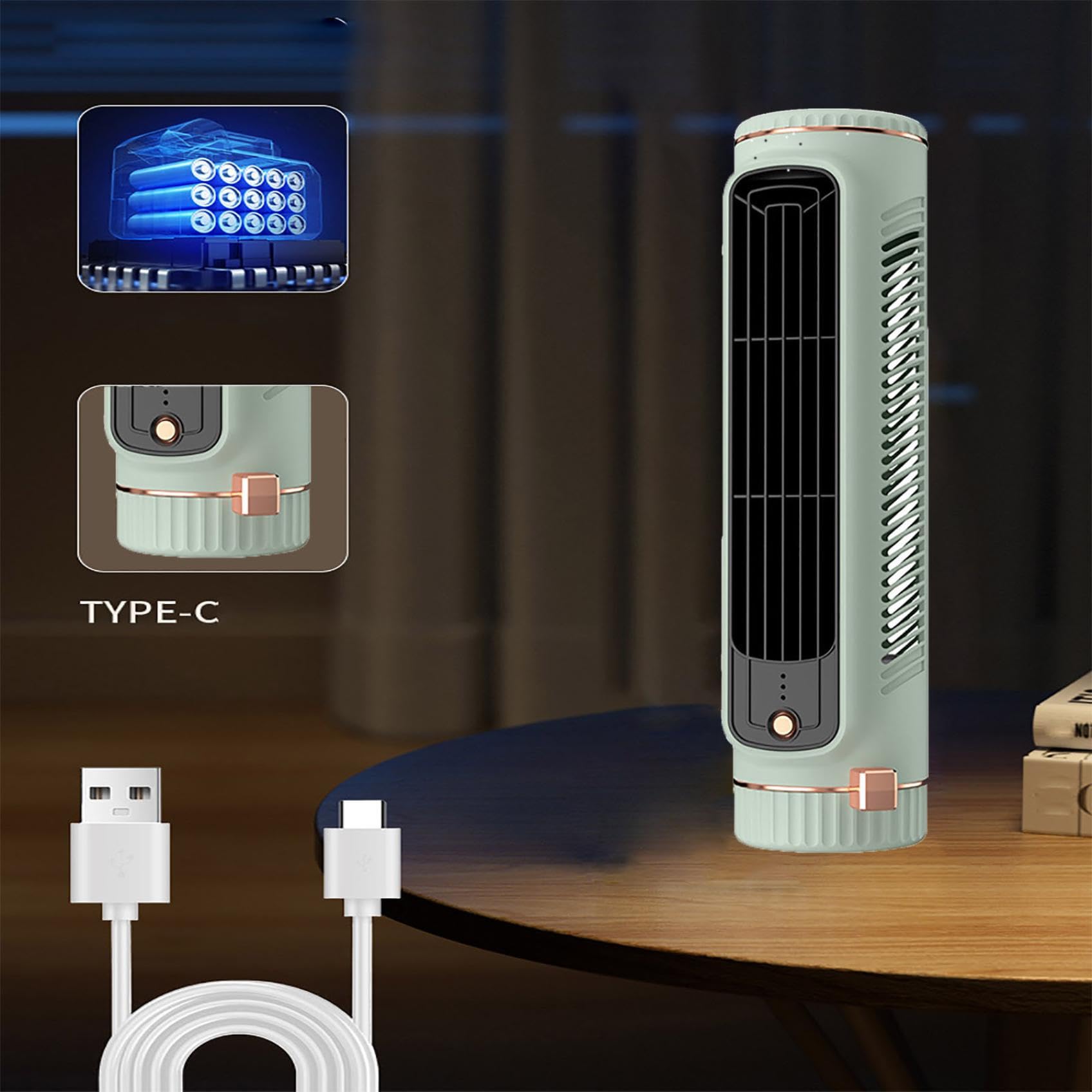 Generisch Climatizzatore portatile, mini condizionatore d'aria senza finestra, raffreddatore d'aria, tre velocità, ventilatore silenzioso senza pale, può essere posizionato orizzontalmente o
