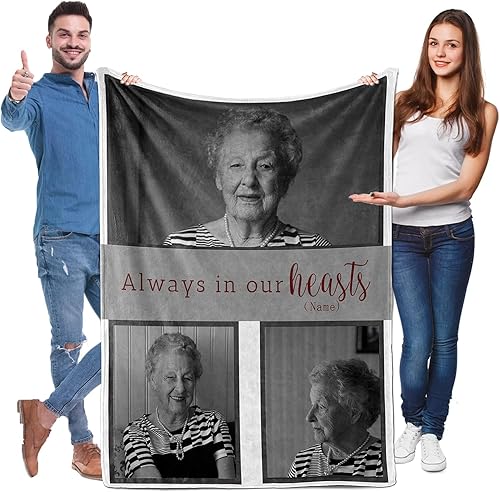 Miniatura 1 de Manta personalizada de franela de forro polar, manta personalizada con texto de foto para un amigo de la familia, regalo personalizado, blanco