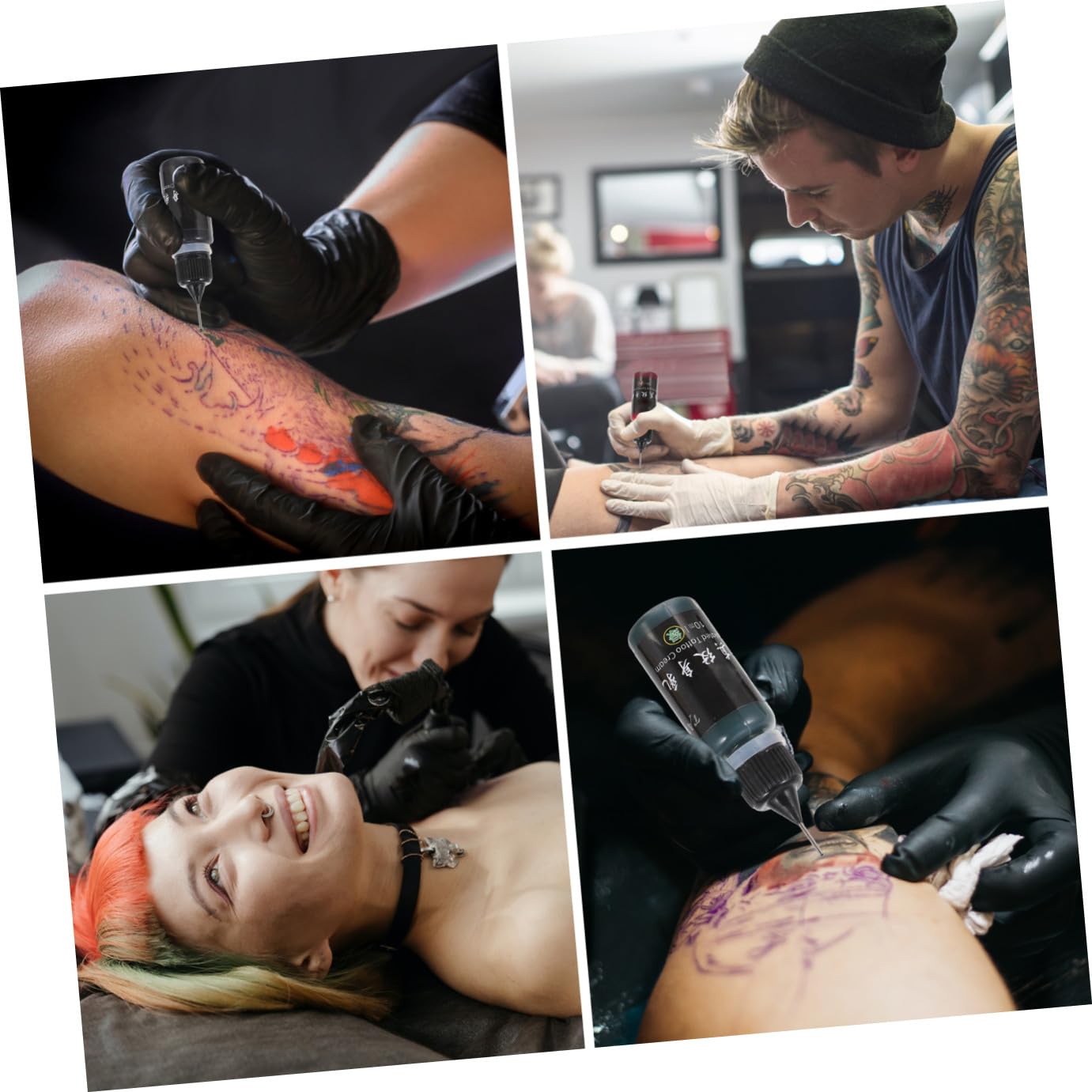 Kit de 5 Botellas de Tinta de Tatuaje Temporal de 10ml Cada, Líquida y Semipermanente, Adecuado para Principiantes y Mantiene Diseños Semana