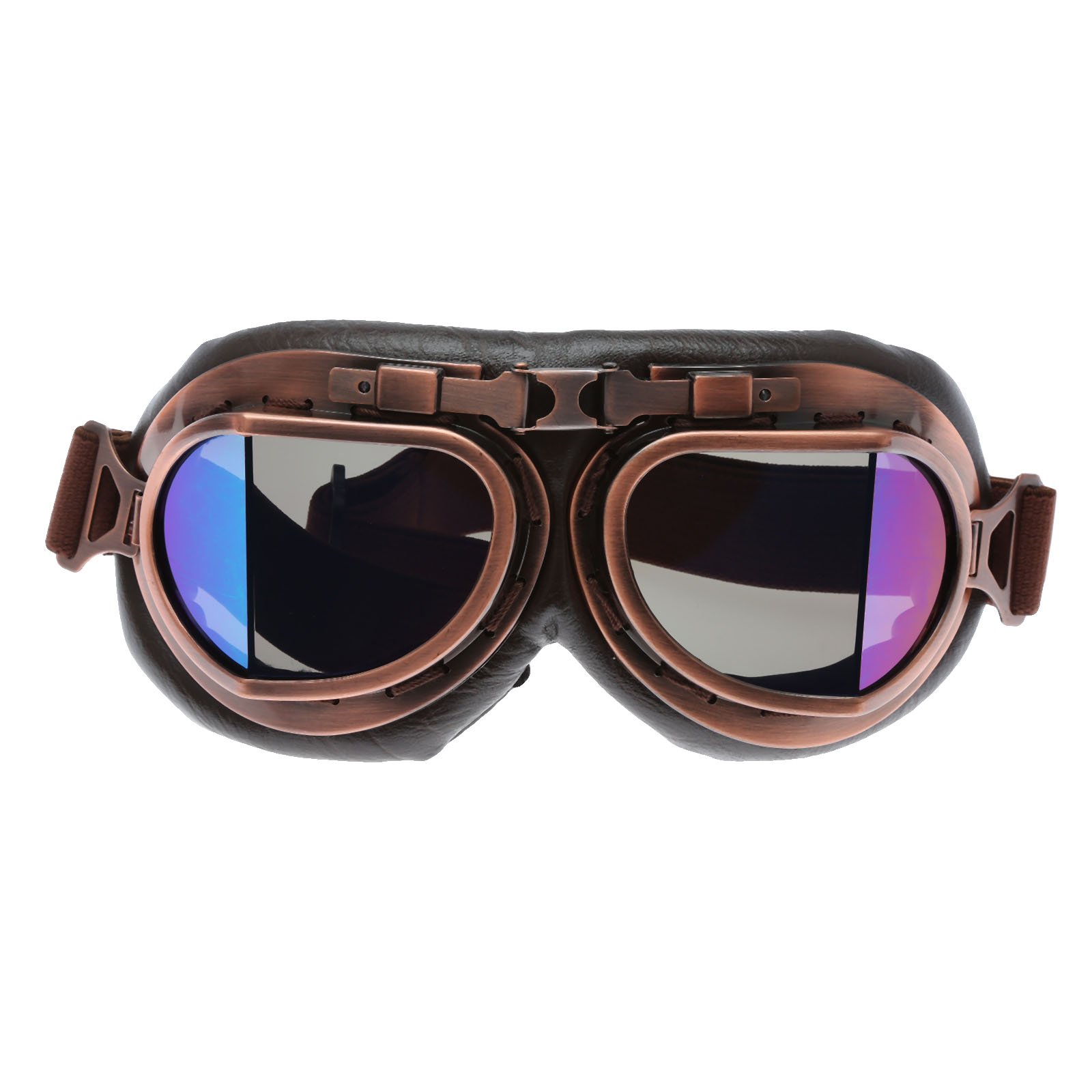 MUXSAM 1PC Motorcycle Goggles Steampunk Vintage Earhart Goggles Pilot Outdoor Sand Goggles for Half Helmet Cruiser Scooter Goggle Bike Racer Cruiser Touring Eyewear