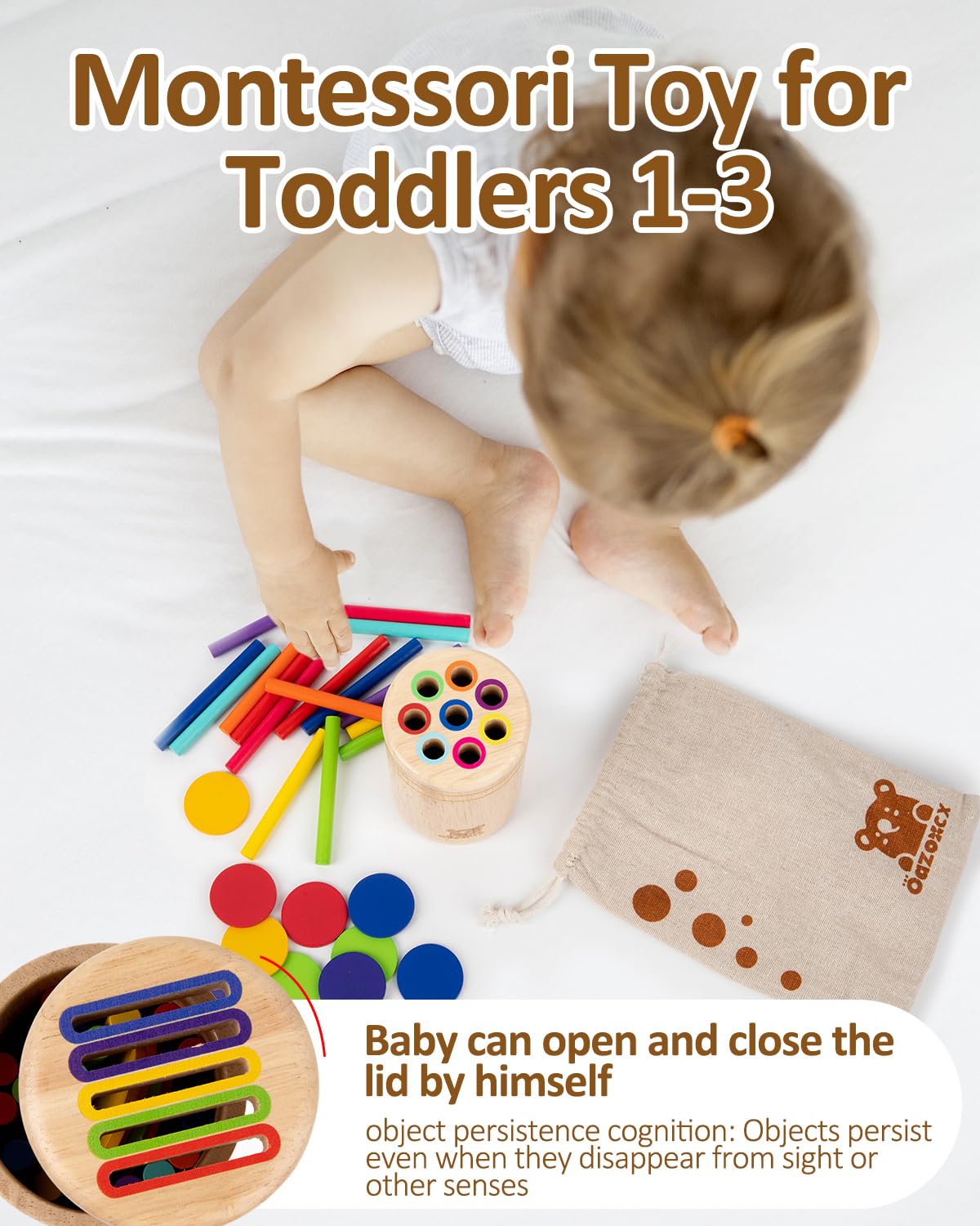Juguetes de madera para clasificar colores para niños pequeños, caja de monedas de clasificación sensorial, juguetes para niños pequeños de 1 a 3 años, habilidades motoras finas y juegos a 4