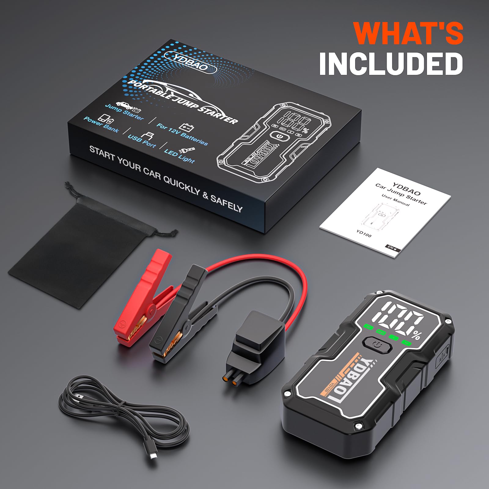 YDBAO 12V Starthilfe Powerbank Autobatterie Booster