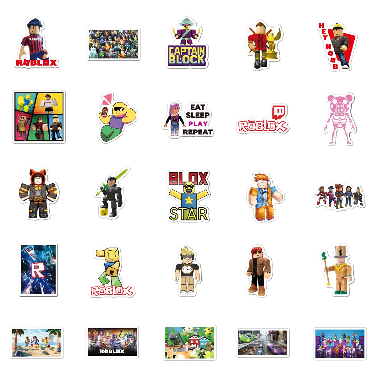 50 Pcs Ro blox Stickers - Gaming Vinyl Decals for Kids Teens Adults Water Bottle Laptop Scrapbook Hydroflask Phone Skateboard Luggage Guitar DIY Crafts 4