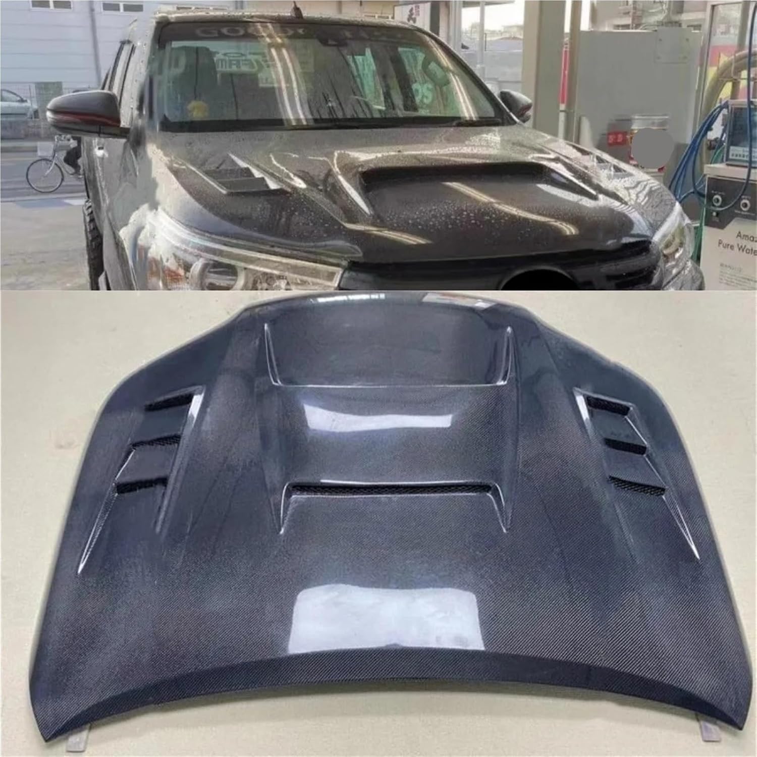 Carbon Fiber Engine Cover Compatible for Toyota HiLux Modified Style Bonnet Hood Scoop Body Kit Car Accessories