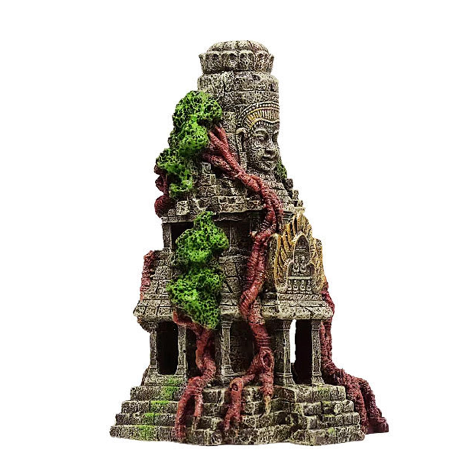 PANGBOER Décoration pour aquarium - Cachette - Temple usé - Statue en résine - Ornement en forme de rocher - Paysage - Pour escargots
