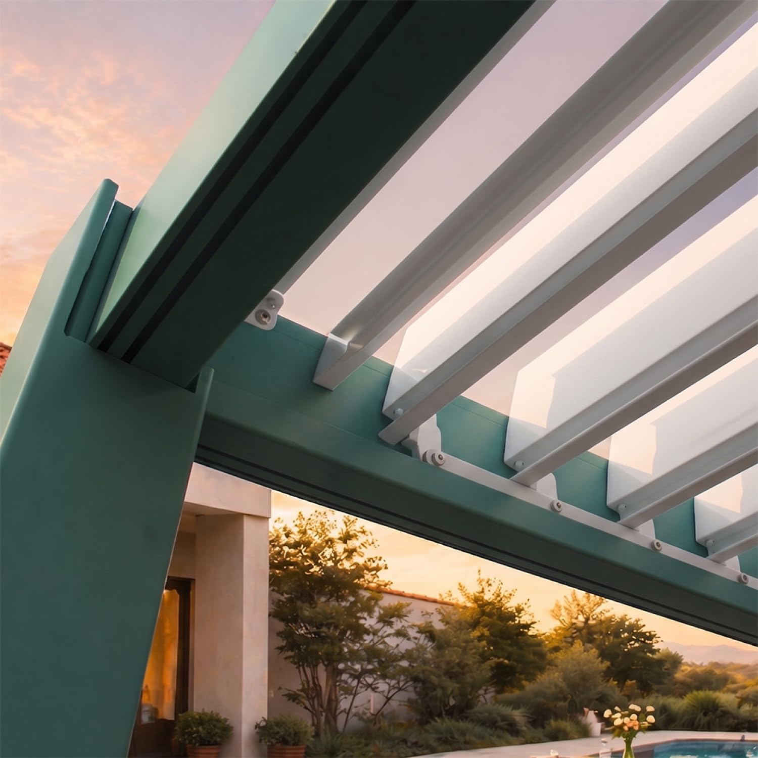 Pergola Bioclimatique Rhodes Aluminium Vert 3x3 m